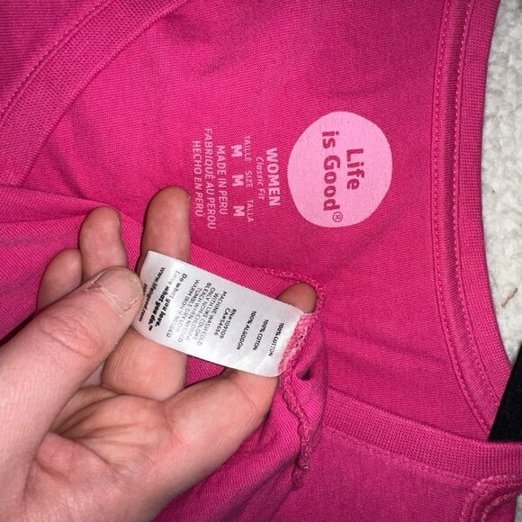 Life is Good Classic V Neck Pina Colada Pink Graphic Tee  Medium EUC - Picture 6 of 9